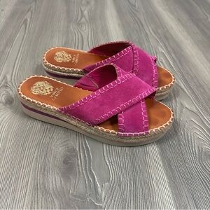 Vince Camuto Fuchsia Suede Platform Espadrille Sandals 7.5W